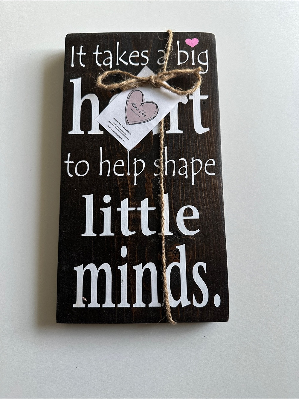 Heartfelt Dark Brown Wooden Wall Sign - Teacher Appreciation